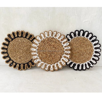 Sets de Table en jonc de mer, fleurs naturelles tissées, pailles tressées, tapis de Table, fête de mariage, cadeau de noël, pailles de mer, plaque de chargement