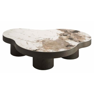 Mesa de Centro Moderna de Mediados de Siglo con Tapa de Mármol y Marco de Madera, Hecha a Mano, Ligera, Ecológica y Fácil de Limpiar, Mueble para Sala de Estar - Product Image 4