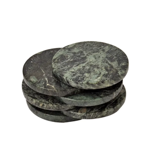Posavasos de mármol verde de alta calidad en oferta, posavasos redondos de piedra de cristal para bebidas con soporte para café, para el hogar - Product Image 3