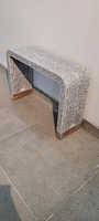 Table console européenne moderne de luxe faite à la main, deux tiroirs, design personnalisable en incrustation d'os, matériau en résine, décoration d'intérieur