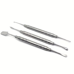 Curettes d'élévation de sinus pour implants dentaires professionnels, 3 pièces, argentées, avec poignée moletée, en acier inoxydable, instrument de chirurgie osseuse orale - Product Image 1