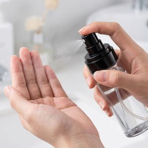 Cylinder PET 30ml 50ml 100ml Transparent Fine <b>Mist</b> Spray <b>Bottle</b> with Black Pump and Clear Cap for Perfume Cleaning - Product Image 5