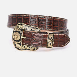 Artisanat de haute qualité motif en relief motif personnalisé ceinture d'outillage en cuir occidental véritable marron pour hommes et femmes - Product Image 6