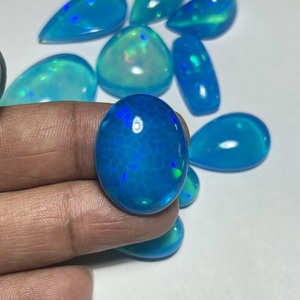 Ópalo Etíope Natural con Patrón de Panal, Corte Ovalado Azul Pryba, Cabujón de Ópalo de Fuego Suelto de Calidad Súper Fina para Fabricación de Joyas - Product Image 2