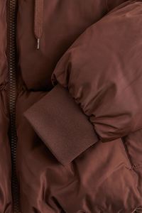 Blouson bomber à capuche avec manches bouffantes et fermeture éclair, manteau d'hiver court pour femme, tissé, écologique - Product Image 6
