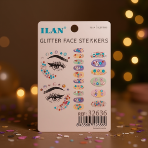 ILAN Adesivi glitterati per viso, occhi e unghie, decorativi, design 3D scintillante, Rif. 32636 - Product Image 2