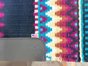 Manaal Enterprises Classic <b>Blue</b> Geometric Pattern All-Purpose Western Equestrian Saddle Pad Cotton Material Fleece Lined Wool - Product Image 4