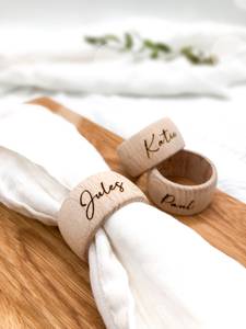 Wooden Napkin <b>Rings</b> Personalized <b>Name</b> Engraved custom wedding handmade napkin Nordic Style Eco-Friendly Wedding Table Decoration - Product Image 1