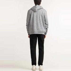 Sweat-shirt à capuche gris pour homme, coupe classique, en molleton français, coton et polyester, décontracté, pour l'automne, respirant - Product Image 5