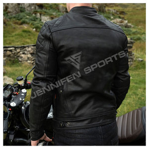 Veste de motard en cuir de vachette véritable de haute qualité pour hommes, coupe ajustée, coupe-vent, imperméable, avec poches zippées, vente en gros - Product Image 6