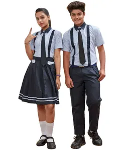 New Designs College School Uniform Manufacturer Boys and Girls Short Sleeve High School Uniforms
