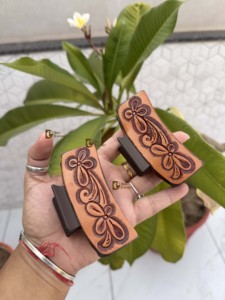 Pinces à cheveux en cuir véritable de haute qualité, élégantes et décontractées, faites à la main, pour femmes, accessoires pour cheveux - Product Image 5