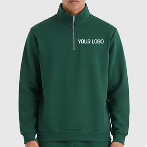 Sweat-shirt personnalisé pour homme, coupe ample, demi-zip, 100% coton molletonné, brodé, streetwear tendance, sweat-shirts unis - Product Image 4