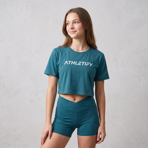 ชุดเซ็ตเสื้อครอปท็อปและกางเกงขาสั้นผ้าริบสำหรับผู้หญิง ปรับแต่งได้ตามต้องการ เหมาะสำหรับวิ่ง ออกกำลังกาย ฟิตเนส โยคะ รับผลิตแบบ OEM - Product Image 1