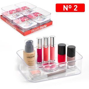 Organizer per Trucchi Plasticforte, Vassoio in Acrilico Trasparente con Divisori 1-3L, Contenitore per Cosmetici Stile Semplice - Product Image 1