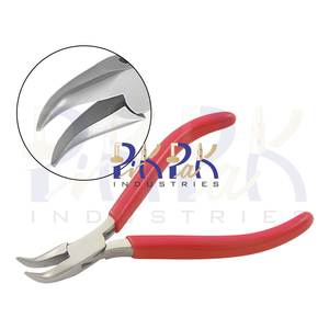Pince diagonale micro-ligne 200 mm en acier inoxydable avec poignées en PVC, mâchoires dentelées, fonction de sertissage, bec courbé pour la pêche et la bijouterie - Product Image 1