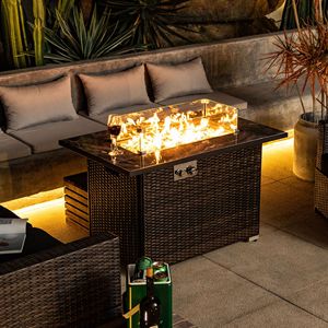 44-Inch Outdoor Propane <b>Fire</b> <b>Pit</b> <b>Table</b> <b>with</b> Ceramic Tabletop Gas <b>Fire</b> <b>Table</b> for Outdoor Entertainment - Product Image 1
