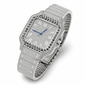 Reloj de Lujo Tonneau con Diamantes y Correa de Cuero, con Indicador de Fecha Analógico, Reloj de Pulsera para Hombre - Product Image 2