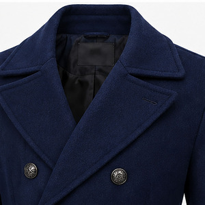 High Performance <b>Men's</b> 100% Wool Winter <b>Long</b> Overcoat Double Breasted Button Reversible Solid Color Casual Streetwear Anti-Wrink - Product Image 5