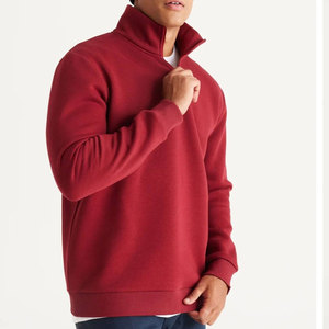Sweat-shirt en molleton rouge pour homme, col montant, coupe droite, couleur unie, décontracté, pour l'automne - Product Image 3