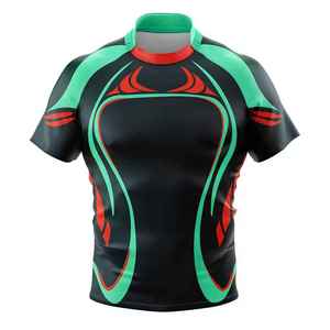 Maillot de rugby respirant grande taille à manches courtes, imprimé numérique, broderie, design cousu, anti-UV, séchage rapide, taille personnalisée - Product Image 1