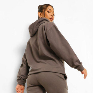 Women's Gray Hooded Tracksuit <b>Set</b> With Colorful Wellness Print Full Length Casual Loose Fit Cotton Joggers And Sweatshirt - Product Image 4