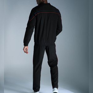 Ensemble de survêtement sportif pour homme en nylon et polyester, veste zippée coupe-vent, survêtement personnalisé avec logo, design uni, style hip-hop streetwear - Product Image 2