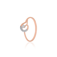 Sofisticado diamante natural de corte brillante redondo de 0.08 quilates, certificado por IGI, color H-I, claridad VS-SI, en joyería de oro rosa macizo.