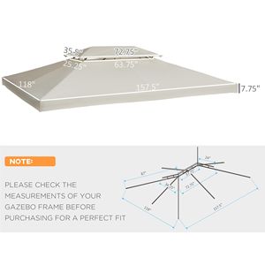 Telo di Ricambio Moderno a 2 Livelli con Protezione UV per Gazebo da Giardino/Patio 13x10ft, Bianco Crema, per Applicazioni in Cortile - Product Image 3