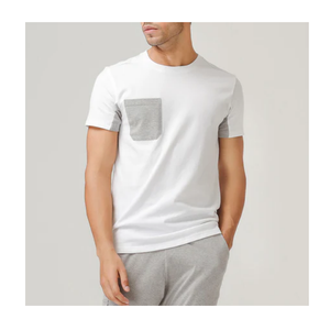 เสื้อยืดคอกลมแขนสั้นผู้ชาย OEM ODM ผ้าเจอร์ซีย์คอตตอน 100%  ออกแบบโลโก้ด้านหน้าได้ตามต้องการ  เสื้อยืดลำลองสำหรับใส่ในฤดูร้อน - Product Image 3