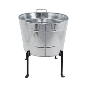 Ensemble de 2 jardinières carrées en métal galvanisé style rustique, finition zinc, sur supports en fer noir, pour intérieur, extérieur et jardin. - Product Image 4