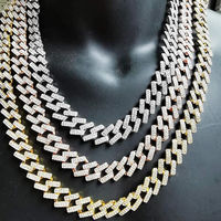 Collier chaîne tennis hip-hop en laiton plaqué or 18 carats et argent, serti de zircons et diamants, pour hommes et femmes
