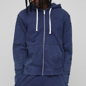 Ensemble de survêtement en molleton de coton 450 GSM avec fermeture éclair, logo personnalisé, vêtements de sport en deux pièces, jogging, OEM ODM, vente en gros aux États-Unis - Product Image 3