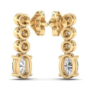 ต่างหูระย้าทรงยาวประดับเพชร CVD รูปไข่ 0.86 กะรัต ทองคำแท้ 14K ยี่ห้อ REYES Luxury สำหรับผู้หญิง เครื่องประดับคุณภาพสูง - Product Image 4