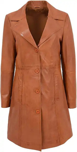 Abrigo largo unisex de cuero suave, ropa de abrigo de invierno de longitud completa, cuello clásico, cremallera frontal, abrigo cálido de manga larga para hombres y mujeres - Product Image 6