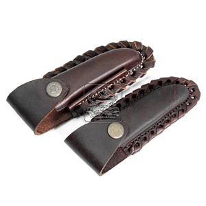 Couteau de poche Laguiole en acier Damas fait main en gros DD-LK-WH503 avec manche en acier inoxydable gravé et étui en cuir de vachette - Product Image 6