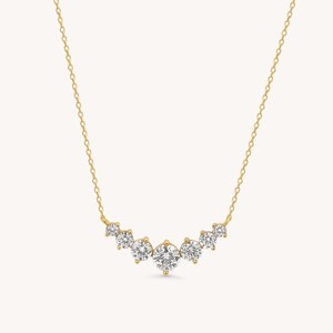 สร้อยคอเพชรคลัสเตอร์เจ็ดเม็ดทอง 14K/18K เพชรทรงกลมเพาะเลี้ยงในห้องปฏิบัติการ สร้อยคอแต่งงานเงินแท้ 925 สร้อยคอเรียบหรูมินิมอล - Product Image 1