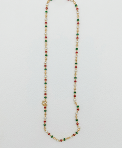 DIVYORO Collar de rosario con cuentas tricolor, imitación de perlas, aleación de cobre chapada en oro, joyería religiosa clásica para rezar, regalo unisex - Product Image 1
