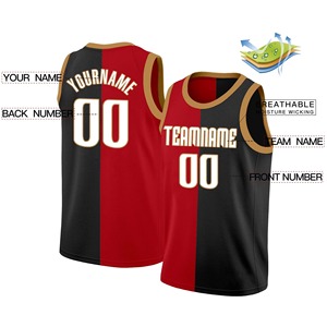 Camisetas de Baloncesto Personalizadas en Negro, Rojo y Marrón, Sublimadas, Transpirables, al por Mayor, para Hombre - Product Image 3