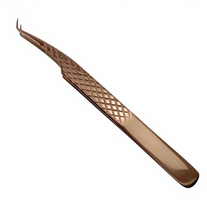 TEEJAY ELT-5019 Silver <b>Sand</b> Treated Handle and Polished Tip 45 Degree Angled Eyelash Extension Tweezer for Isolation - Product Image 5