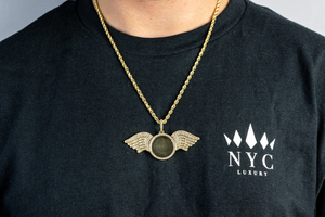 Hi Hop Moissanite Pendant Iced Out Round Wing <b>Memory</b> Photo Charms Necklace 925 Silver Custom Picture Pendant <b>Gift</b> For Him - Product Image 3