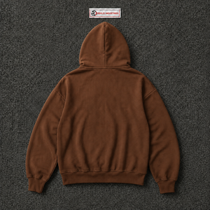 Sweat à capuche oversize marron style gothique avec croix cloutée et manches ornées de strass, unisexe, streetwear, coupe tendance, en promotion - Product Image 6