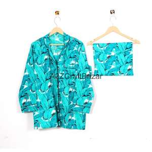 Ensemble de pyjama bohème à imprimé floral 100% coton respirant, doux et romantique pour femmes, taille élastique, haut et bas à manches longues - Product Image 2