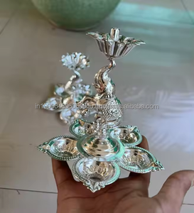 Nhảy Múa Voi 5 Diya Đứng, Dầu Bấc Diyas Đền Trang Trí Nội Thất Trang Trí Diwali Món Quà Trở Lại Ấn Độ Quà Tặng Đám Cưới Shagun Ủng hộ - Product Image 3