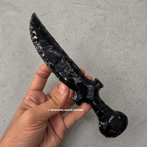 Épée décorative artisanale en obsidienne noire durable, figurine de 8 pouces, lame en pierre naturelle, pièce d'art de collection - Product Image 2
