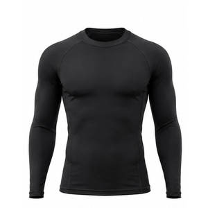 Men's Long Sleeve Rash Guard <b>Black</b> Quick Dry Polyester <b>Compression</b> <b>Shirt</b> - Product Image 1