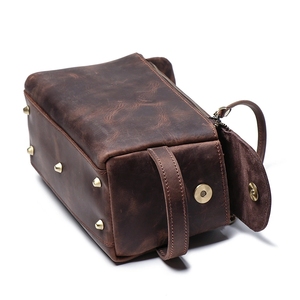 Factory Custom LOGO Personalized Leather Toiletry Bag Mens Cosmetic Bags Travel Kit Dopp Bag Leather Wash <b>Pouch</b> for <b>Man</b>. - Product Image 2