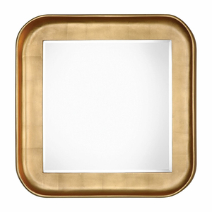 Miroir mural en métal plaqué or antique de haute qualité, cadre en fer, forme carrée, bord biseauté, miroir de décoration pour la maison à prix économique - Product Image 1