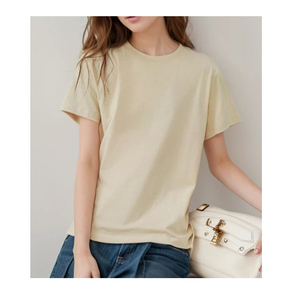เสื้อยืดคอกลมสีดำของผู้หญิงทรงหลวมสีพื้นระบายอากาศได้ดีเสื้อสไตล์ฤดูร้อนฤดูใบไม้ผลิ - Product Image 4