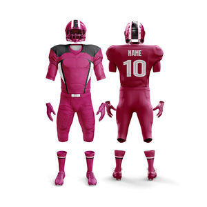 Conjunto de Uniforme de Fútbol Americano Personalizado para Hombre, Rosa, Poliéster y Spandex, Cuello en V, Secado Rápido, Diseño Deportivo, Impresión por Transferencia de Calor - Product Image 1